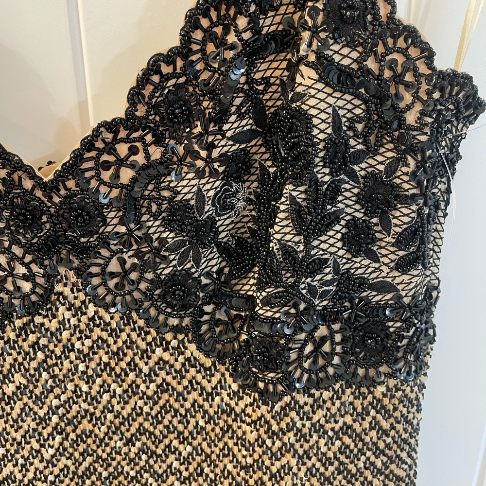 Escada fully beaded cocktail dress black and beige size 38 - Picture 2 of 5